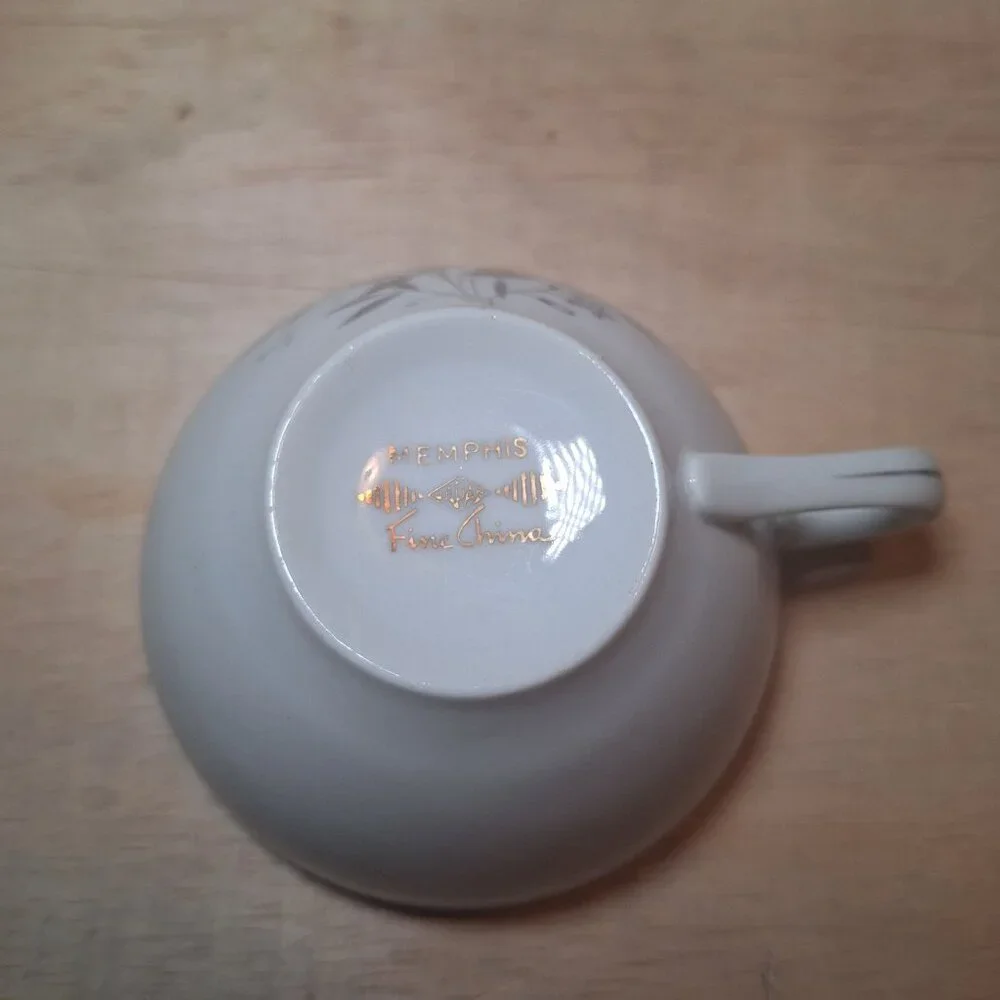 Vintage Memphis Fine China Floral Tea Cup Replacement Rose‎ Pink Gray